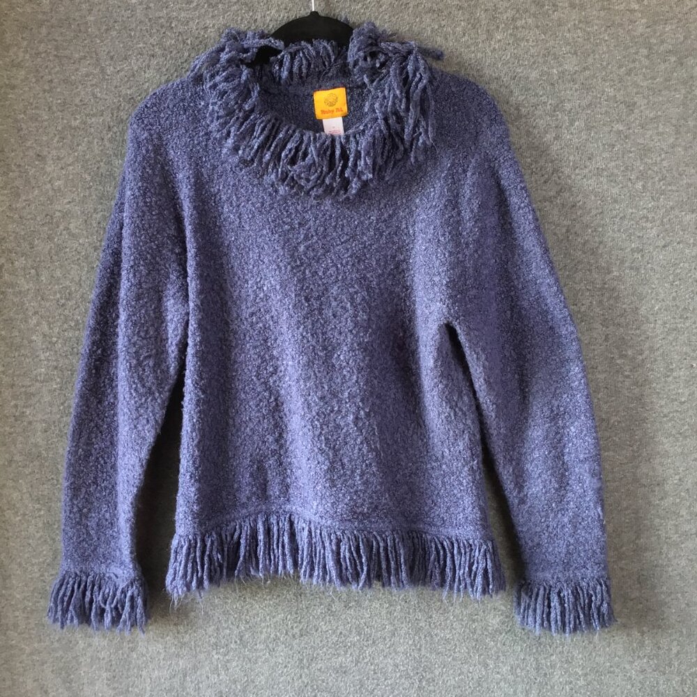 Ruby Rd. Boho Fringe Trim Acrylic Blend Sweater S… - image 1